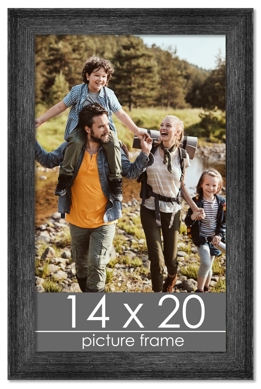 14x20 Wide Barnwood Picture Frame with UV-Resistant Acrylic & Acid Free Backing, Available in 6 Paint Finishes - Grey, Brown, White, and Black